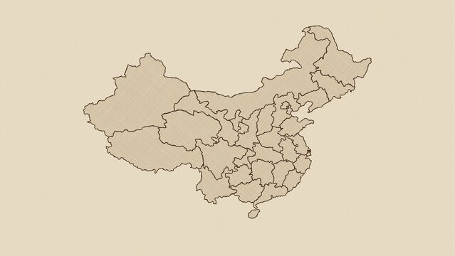 Antique Vintage Cartography Map of China - High Resolution 4K Geography