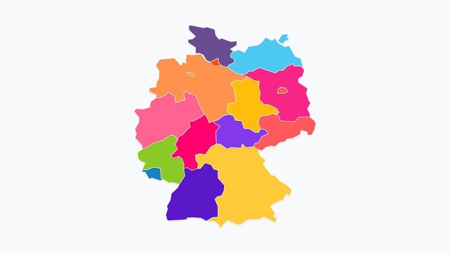 Clean Flat Color Map of Germany - High Resolution 4K Geography