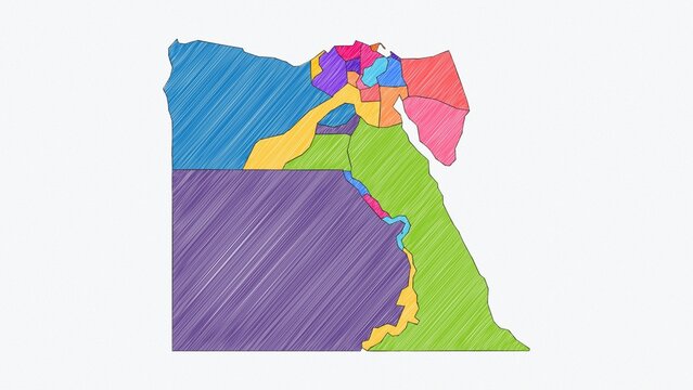 Elegant Pencil Sketch Map of Egypt - High Resolution 4K Geography