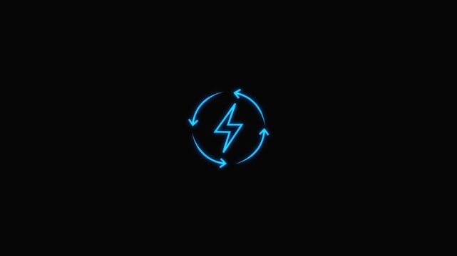 Animated of bolt icon . Thunder storm icon, Power symbol and four arrows animation icon. 4K video