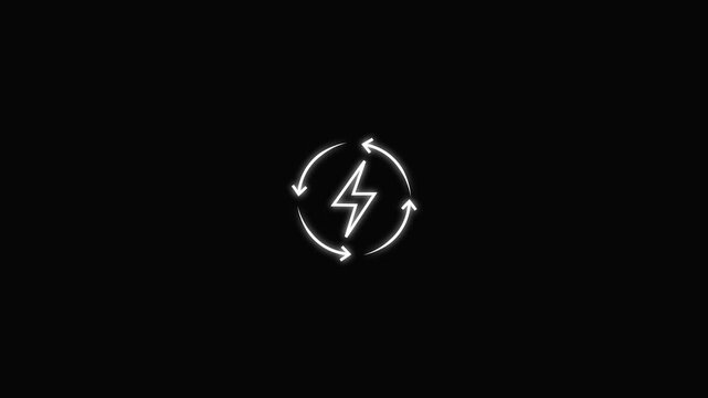 Animated of bolt icon . Thunder storm icon, Power symbol and four arrows animation icon. 4K video