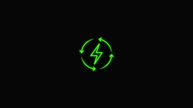 Animated of bolt icon . Thunder storm icon, Power symbol and four arrows animation icon. 4K video
