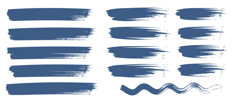 blue brush stroke collection isolated vector illustration on white background