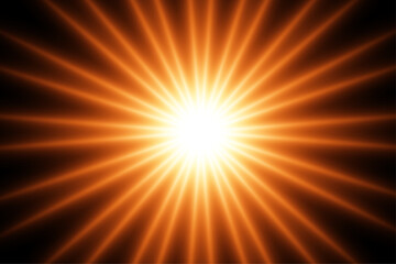 Obraz premium Vibrant orange light effect with radiating beams on dark background