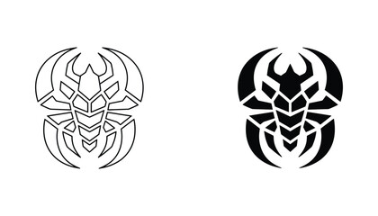 Tribal style insect vector art abstract creature symbol in line and fill © Aura