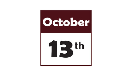 Obraz premium October 13th daily calendar icon vector illustration in minimalist style