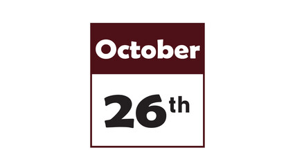 Obraz premium October 26th daily calendar icon vector illustration in minimalist style