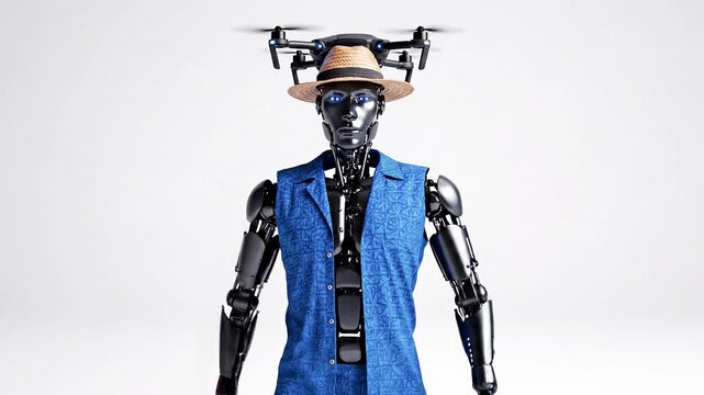 robot concept innovation dual drone humanoid technology bot future business isolated