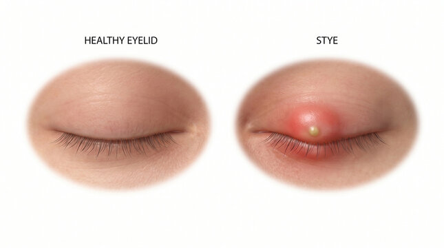 Healthy Eyelid vs Stye Infection Comparison Medical Illustration