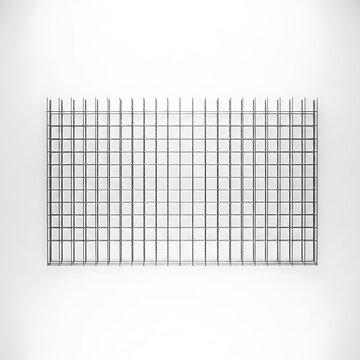 Grid structure in minimalistic style made of metal in gray tones