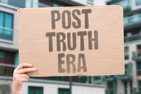 "Post Truth Era" Modern information environments reward emotional appeal over factual substance. POST. TRUTH. INFORMATION. EMOTIONAL. SUBSTANCE.