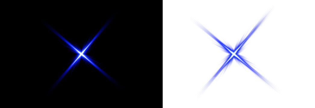 Blue starburst light effect dramatic radial flare for digital compositing and visual effects. vector illustration on transparent background.