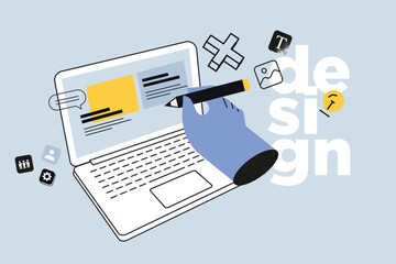 Creative business banner of web design. Vector illustration for web banner, social media banner, business presentation, marketing material. 