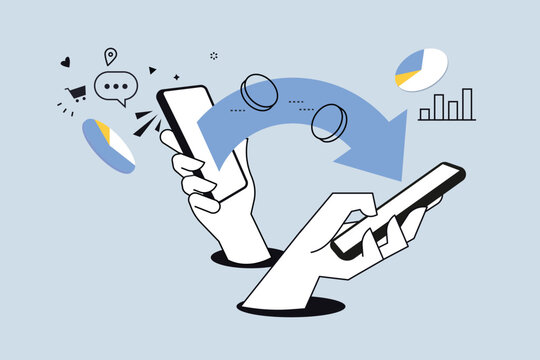 Creative business banner of mobile solution and services. Vector illustration for web banner, social media banner, business presentation, marketing material. 