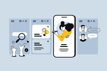 Creative business banners of social media manager. Vector illustrations for web banner, social media banner, business presentation, marketing material. 