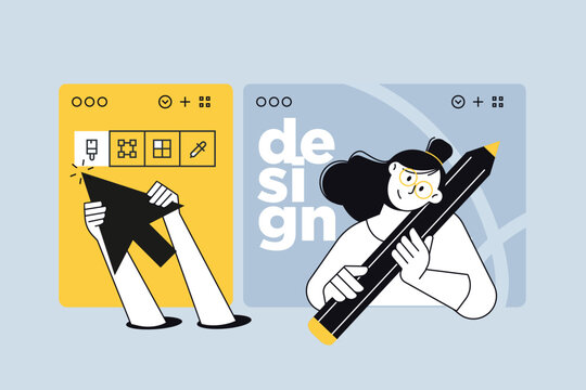Creative business banners of graphic design. Vector illustrations for web banner, social media banner, business presentation, marketing material. 