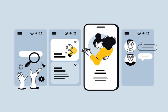 Creative business banners of social media manager. Vector illustrations for web banner, social media banner, business presentation, marketing material. 