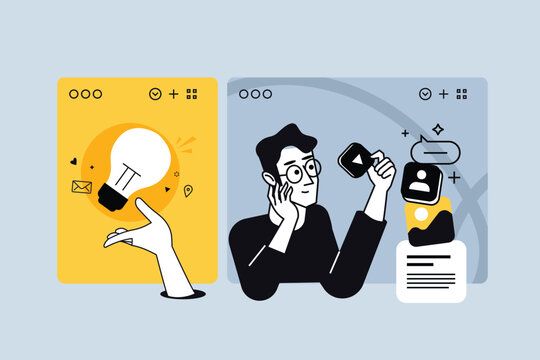 Creative business banners of social media and creativity. Vector illustrations for web banner, social media banner, business presentation, marketing material. 