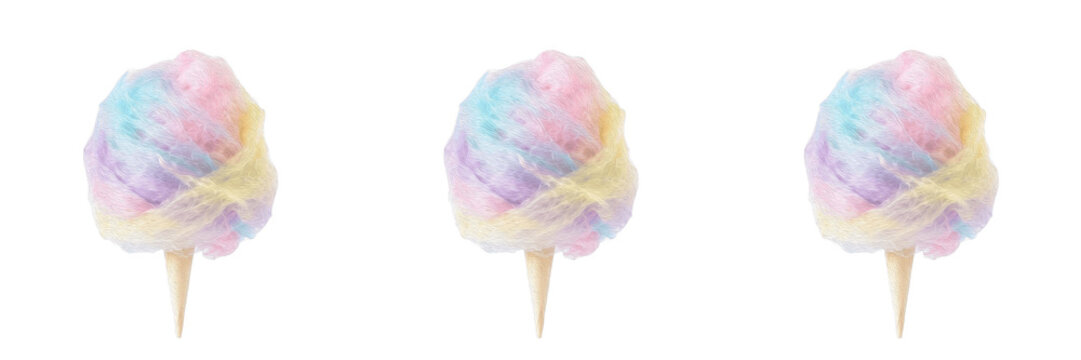 Pastel pink blue cotton candy sugar fairy floss cone for carnival fairground party treat