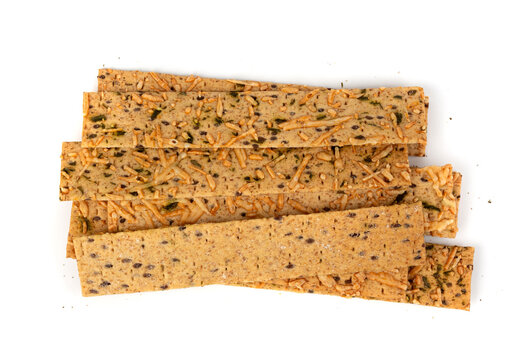 Crunchy gluten free crispbread with various seeds top view