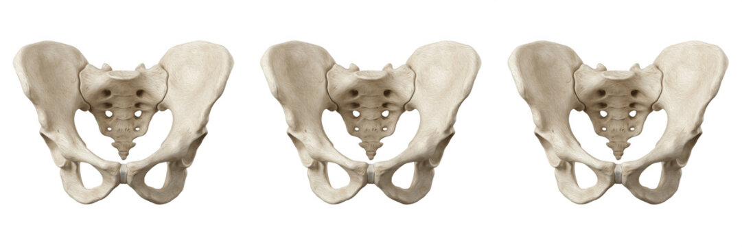 Human Pelvis Bone Anatomy PNG - Realistic Skeletal System Illustration for Medical, Science, and Orthopedic Healthcare Education.