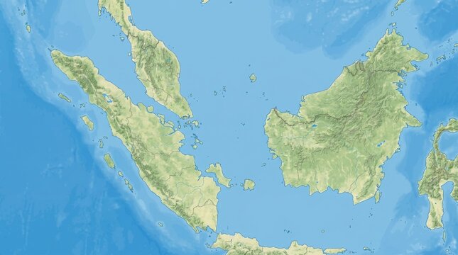 Topographic map of Southeast Asia highlighting the Strait of Malacca, the Malay Archipelago, Borneo, and Sumatra