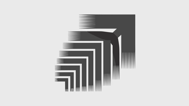 Offset rectangular layers forming an arrow &ndash; Ideal for systematic execution, step-by-step guides, or procedural efficiency branding.