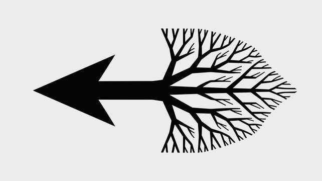 Arrow transitioning into a branching tree &ndash; Ideal for diversification strategies, business expansion, or ecological growth themes.