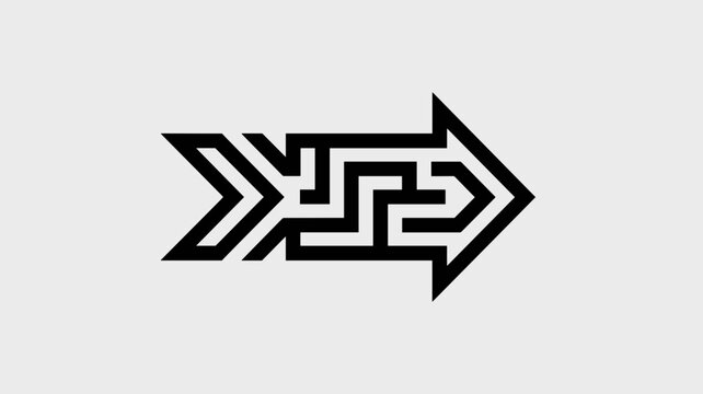 Simplified maze and arrow hybrid on white &ndash; Suitable for recruitment agencies, educational guidance, or clear solution marketing.