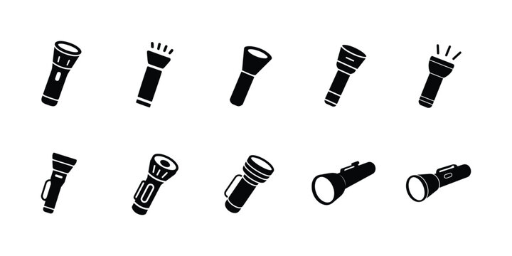 Various flashlight icons in different orientations and styles