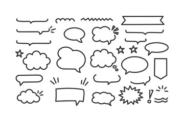 Fototapeta premium Collection of hand-drawn speech bubbles and design elements, perfect for communication and design projects