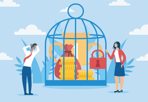 Locked wealth concept. Vector illustration