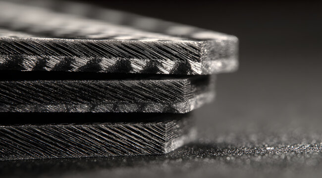 Carbon fiber composite material layers are shown in a cross section
