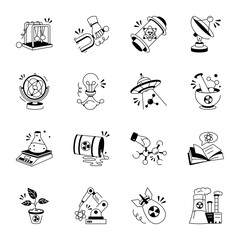Fototapeta premium Collection of Glyph Style Science and Research Icons