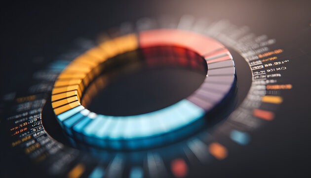 A digital pie chart that has a medium size image showing a conservative portfolio allocation with bonds and cash security lists blurred in the background.