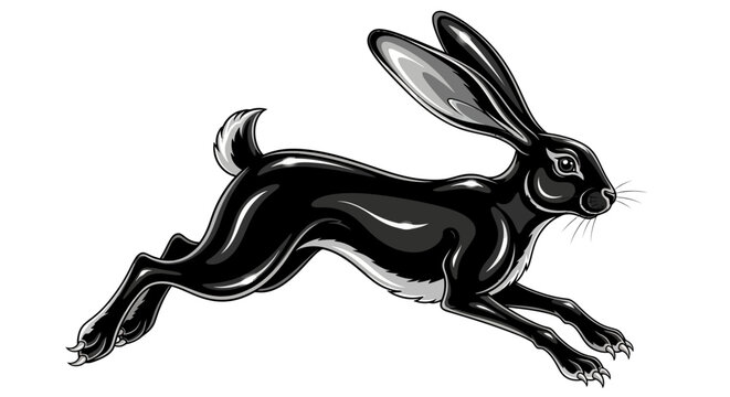 Speedy hare design featuring bold black and white ink styling
