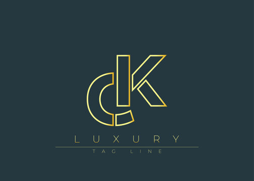 CK Golden Modern Luxury Logo Design. This logo Conveying premium branding, minimalist luxury and modern geometric typography for corporate identity, product packaging and stylish design.