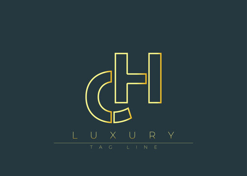 CH Golden Modern Luxury Logo Design. This logo Conveying premium branding, minimalist luxury and modern geometric typography for corporate identity, product packaging and stylish design.