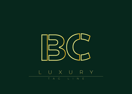 BC Golden Modern Luxury Logo Design. This logo Conveying premium branding, minimalist luxury and modern geometric typography for corporate identity, product packaging and stylish design.