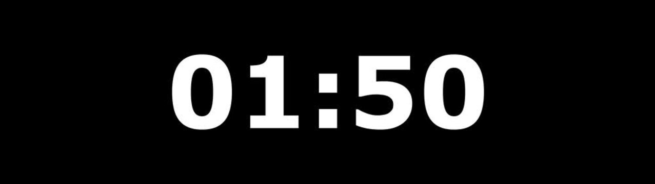 2Minute countdown animation on black background.Digital Countdown timer one minute animation from 120to0 seconds on transparent background.1 minutes countdown timer animation.4k video black background