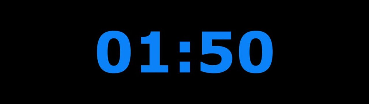 2Minute countdown animation on black background.Digital Countdown timer one minute animation from 120to0 seconds on transparent background.1 minutes countdown timer animation.4k video black background