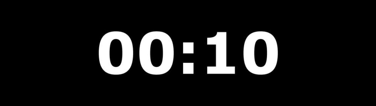 Countdown Digital Clock Animation 15 to 0 second on black background. Countdown clock timer. Animation of glowing 15 to 0 second countdown timer 4k video 15 Seconds countdown