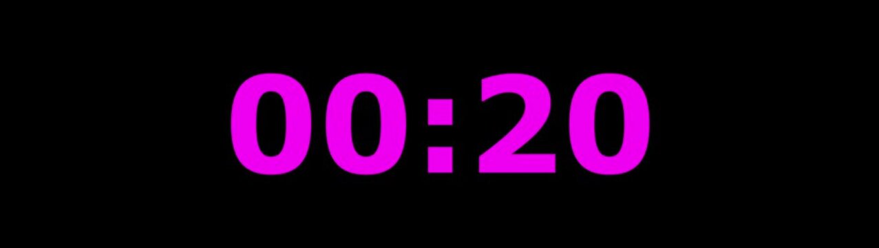 Countdown Digital Clock Animation 25 to 0 second on black background. Countdown digital clock timer. Animation of glowing 25 to 0 second countdown timer 4k video 25 Seconds countdown. Stopwatch