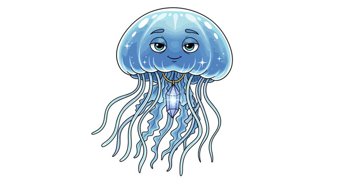 Charming cartoon jellyfish with sparkling details and cute expression