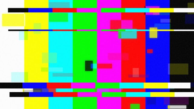 Abstract Digital Glitch Art Motion Video with Vibrant Color Blocks and Dynamic Transitions