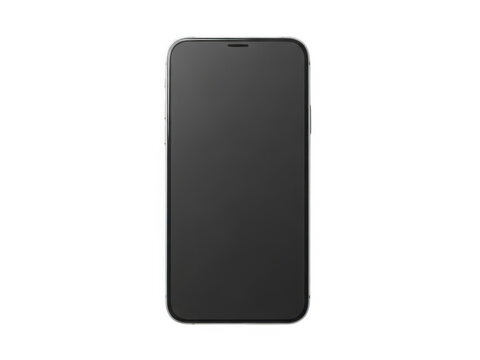 Black smartphone with screen off on plain background