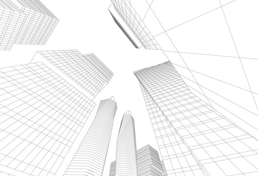 Concept 3d architecture building, vector illustration