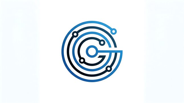 Circular circuit board pattern with blue lines and connection points technology electronic computer connection abstract innovation processing communication illustration concentric