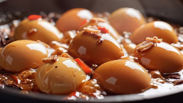 Delicious Braised Eggs in Savory Sauce with Spices.