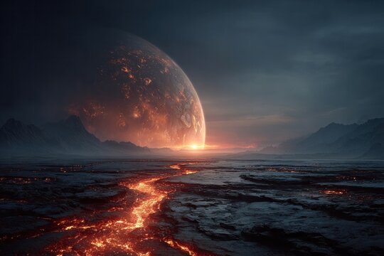 Io Volcanic Moon Lava Flows Dramatic Jupiter Backgrou